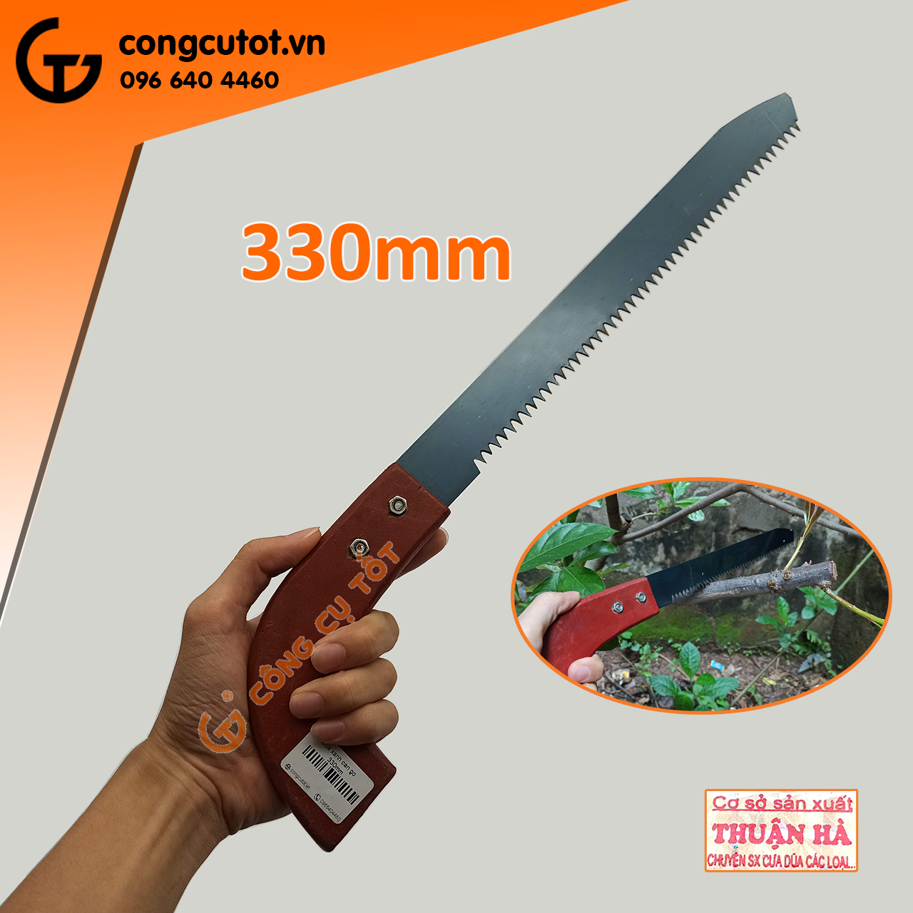 Cưa cắt cành cán gỗ lưỡi thép xanh Thuận Hà