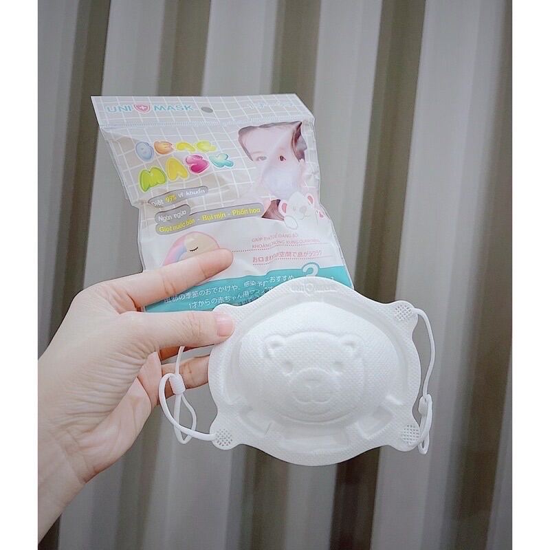 Set 3 cái khẩu trang gấu unimask cho bé 1-36 tháng tuổi siêu dày tốt unimask