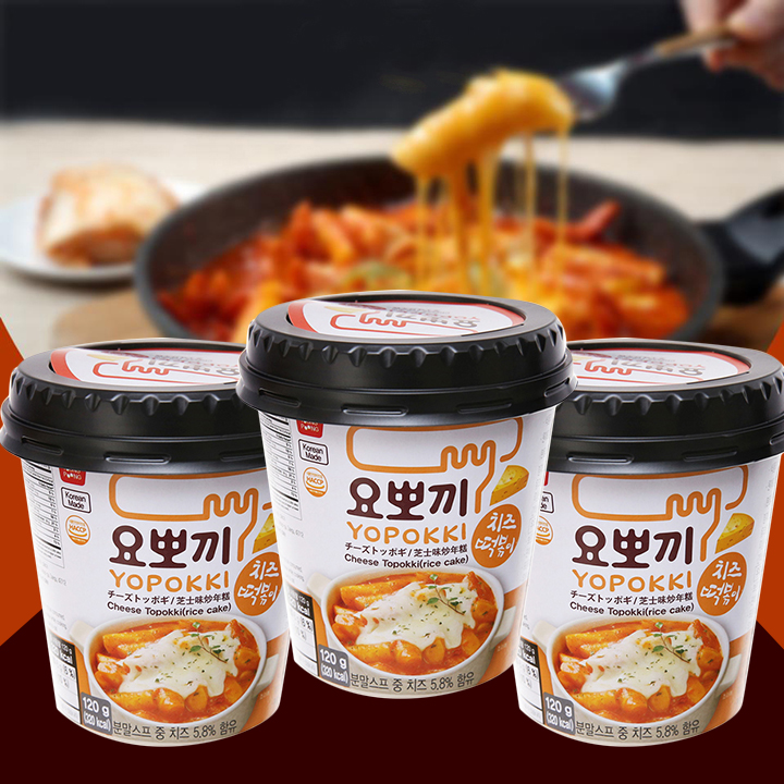 Combo 3 Cốc Bánh Gạo Young Poong Topokki Vị Phô Mai Nhập Khẩu Hàn Quốc Dạng Ly (120g/ly)