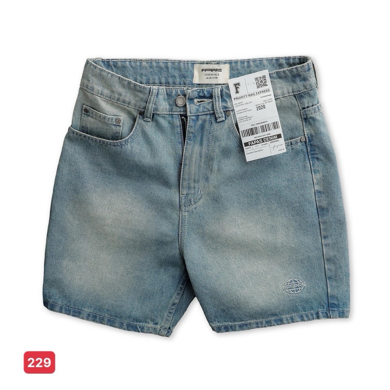 Quần short jean nam màu xanh in hoạ tiết thiết kế trẻ trung, Quần đùi jean nam chất vải denim co dãn nhẹ thoải mái FASHION 24H Ms229