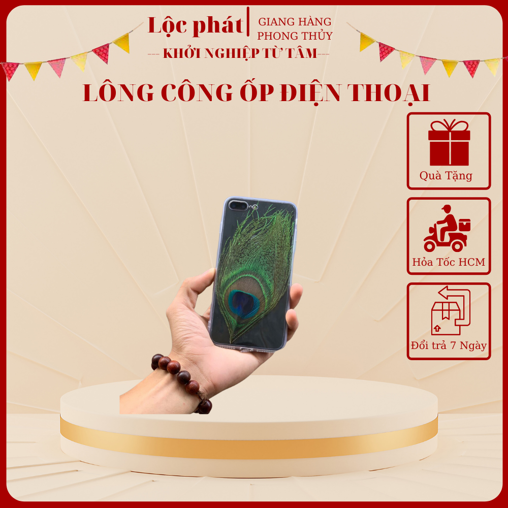 Lông Công Ốp Điện Thoại Phong Thuỷ - FREESHIP