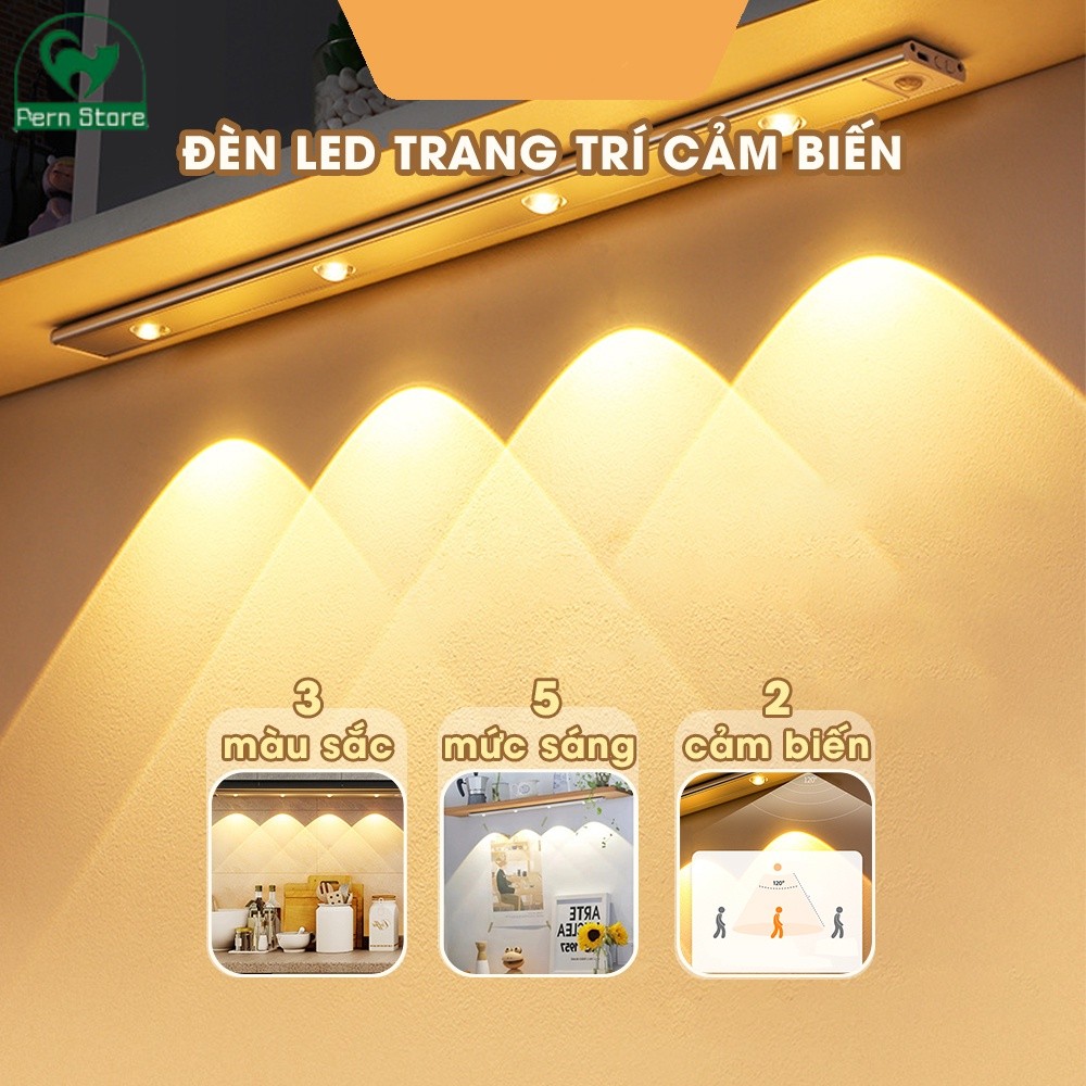 Fs đèn led trang trí cảm biến chuyển động nhiều màu hiệu ứng độc đáo cảm ứng mini siêu sáng phòng ngủ nhà bếp automatik