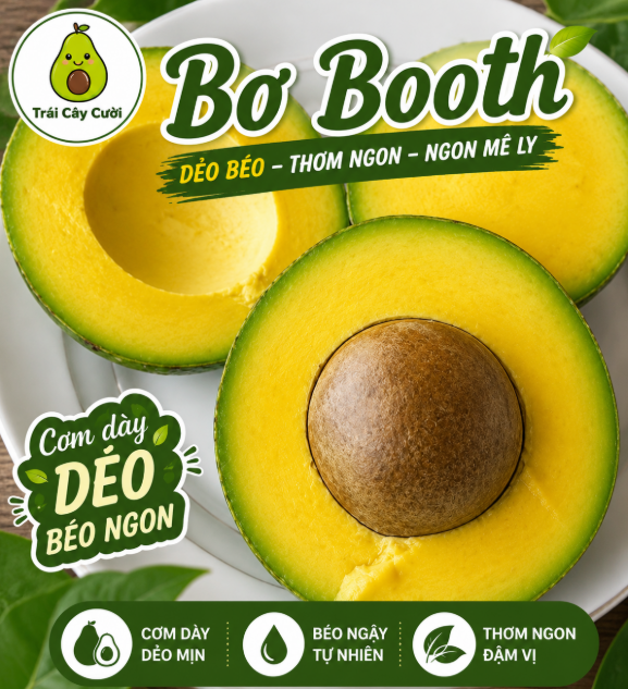 [GIAO HỎA TỐC HCM ]Bơ Booth dẻo ngon  ( size  : 300gr  - 400gr/1 trái)  - 1kg - Trái Cây Cười