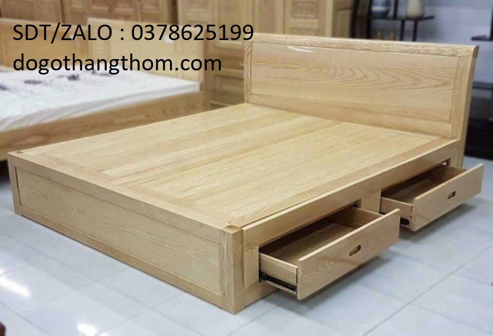 giường ngủ ngăn kéo  gỗ sồi 1m8 giường hộc