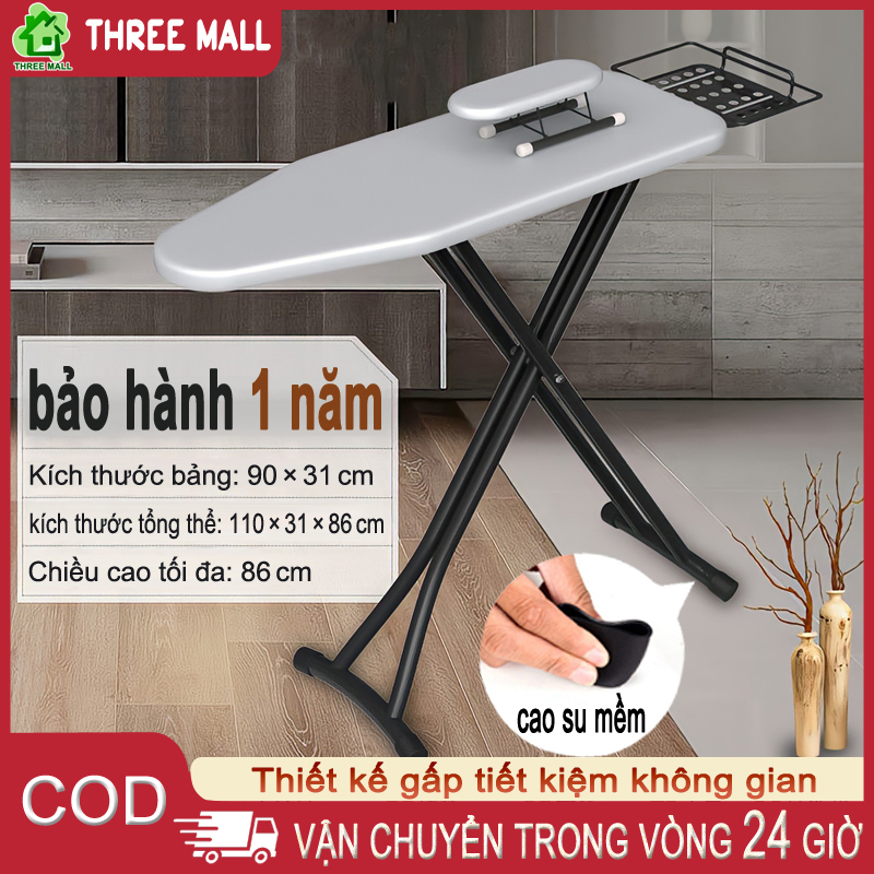 Bàn để ủi quần áo dạng có giá đỡ bàn ủi, Bàn là kểu ngồi thiết kế gấp chiều cao có thể điều chỉnh