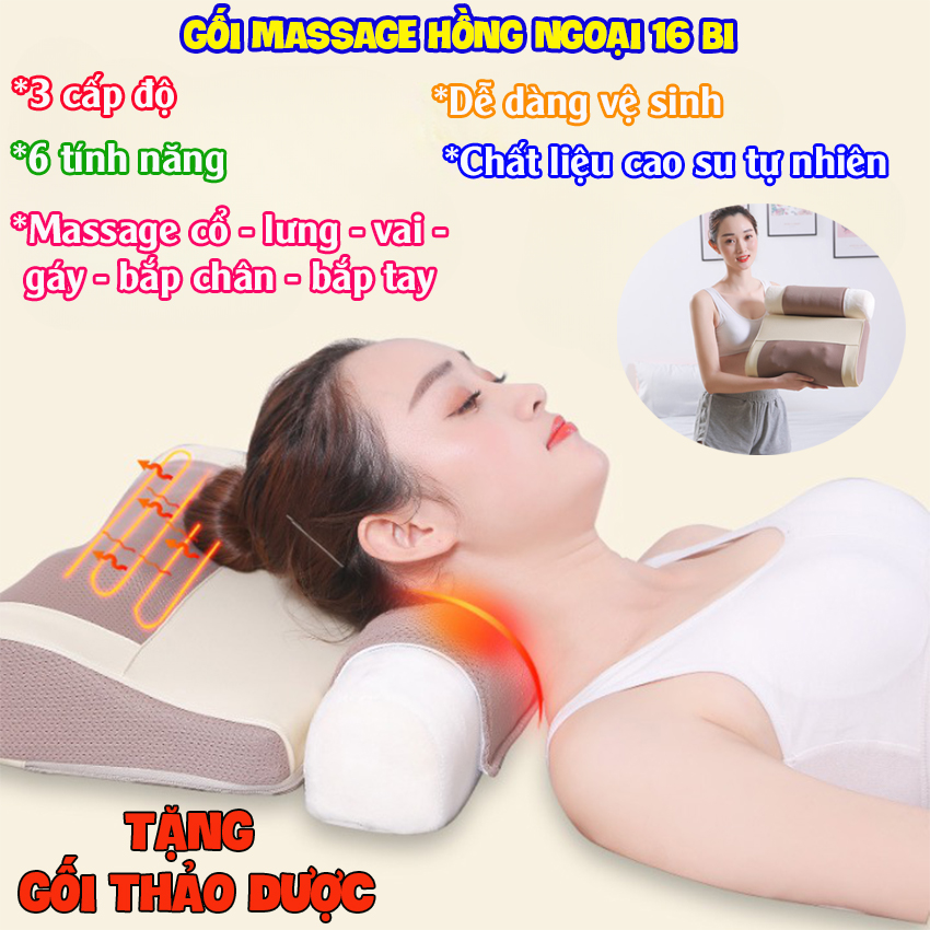 Máy massage cổ vai gáy - Gối massage hồng ngoại - Mát xa cổ vai gáy - Gối massage cổ vai gáy lưng - Gối massage đa năng - 3 cấp độ, 6 tính năng, chất liệu da PU cao cấp, dễ vệ sinh