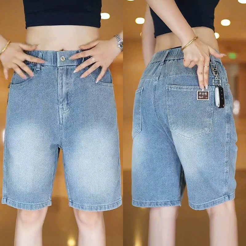 Quần Short Jeans Ngố Lửng Cạp Trước Chun Sau Dành Cho Nữ [M40]