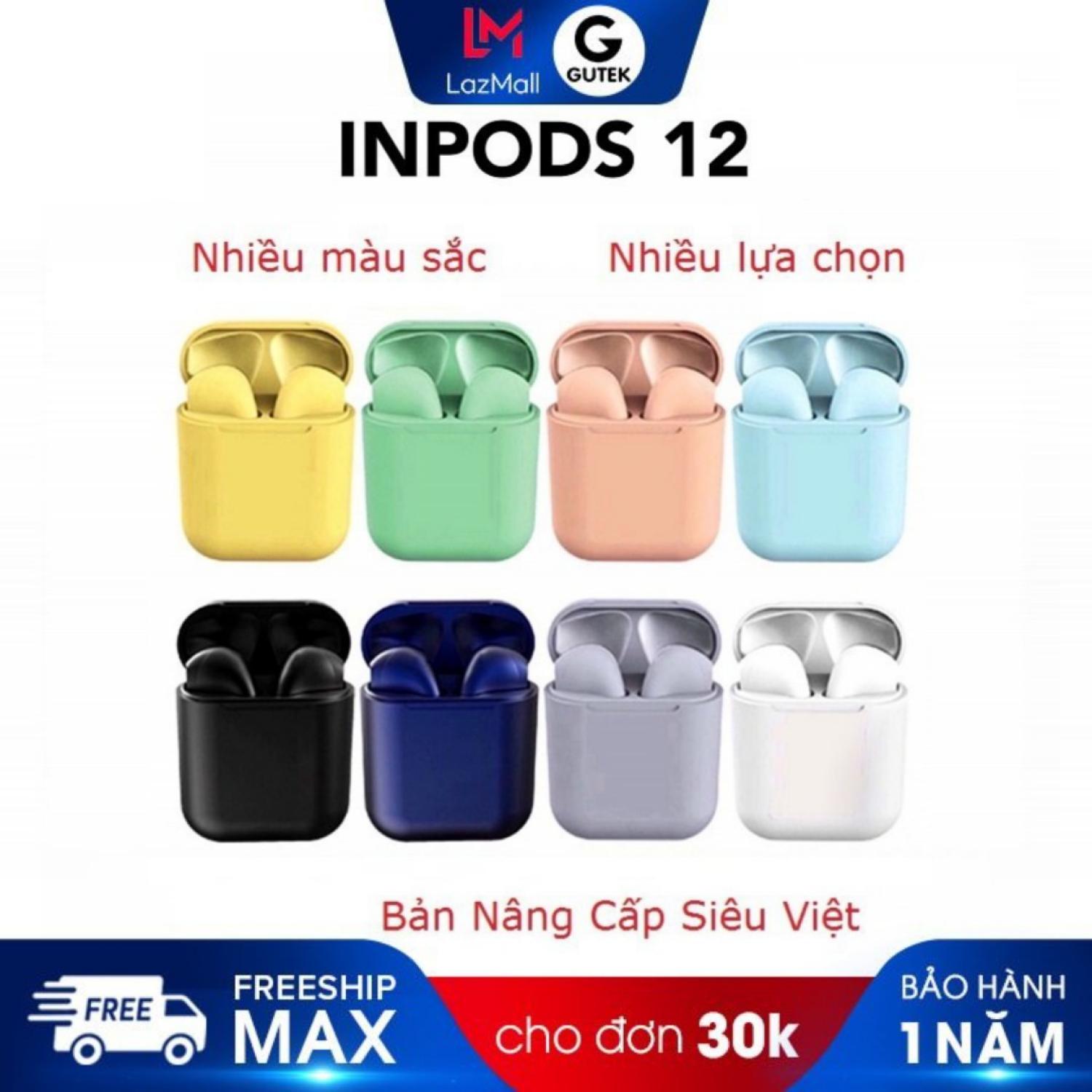 Tai Nghe Bluetooth Mini GUTEK I12 TWS V5.0 Nút Cảm Ứng, Có Pop-Up, Tương Thích Với Các Dòng Smartphone, Tích Hợp Mic Nói Chuyện Điện Thoại, Đi Kèm Dock Sạc Dự Phòng, Âm Bass Sống Động