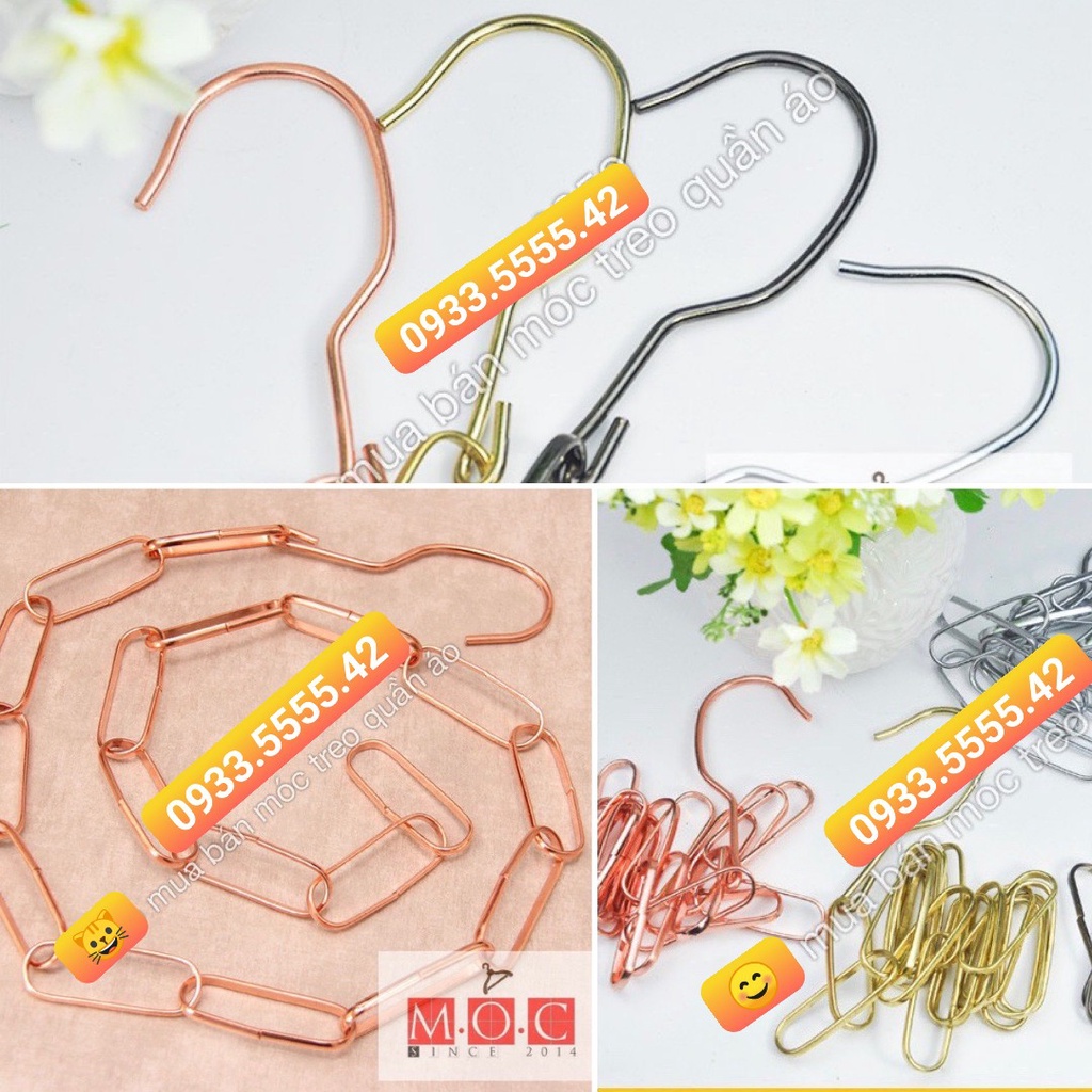 Combo 5 dây xích nhôm- nhựa treo móc quần áo dùng để treo móc quần áo