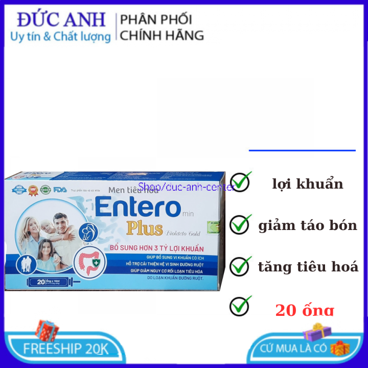 Men vi sinh giảm táo bón đầy hơi kích tiêu ăn ngon Enteromin - Hộp 20 ống men tiêu hóa cho bé men tiêu hoa men tieu hoa Men vi sinh men vi sinh biogaia
