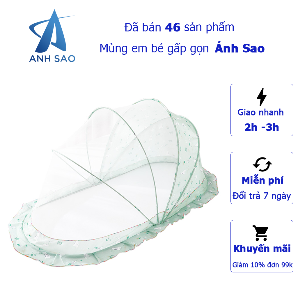 Mùng ngủ gấp gọn chống muỗi cho bé cao cấp A - Kích thước: 106 cm x 58 cm x 53 cm - Giao màu sắc ngẫu nhiên hình động vật dễ thương cho bé