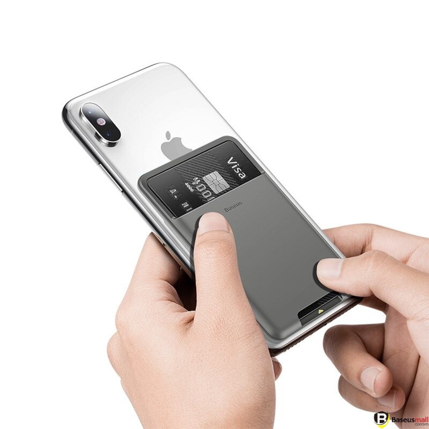 Case đựng thẻ siêu mỏng dùng gắn lưng thoại Baseus Back Stick Silicone Card Bag