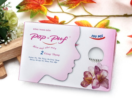 1 hộp Bông tẩy trang Pop-Puf 2 Công Dụng ( Trang điểm + tẩy trang) 100 Miếng / hộp