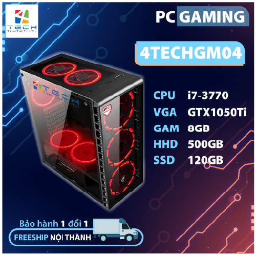 [Trả góp 0%]Máy tính Case PC Gaming Desktop cao cấp Core i7 Ram 8Gb hai ổ cứng SSD + HDD VGA 1050Ti màn 22inch 4TechGM04 2019 thùng cây để bàn Full Led chiến mọi Game hay thế giới Maxsetting Live Stream thiết kế đồ họa Edit Video làm Youtube.