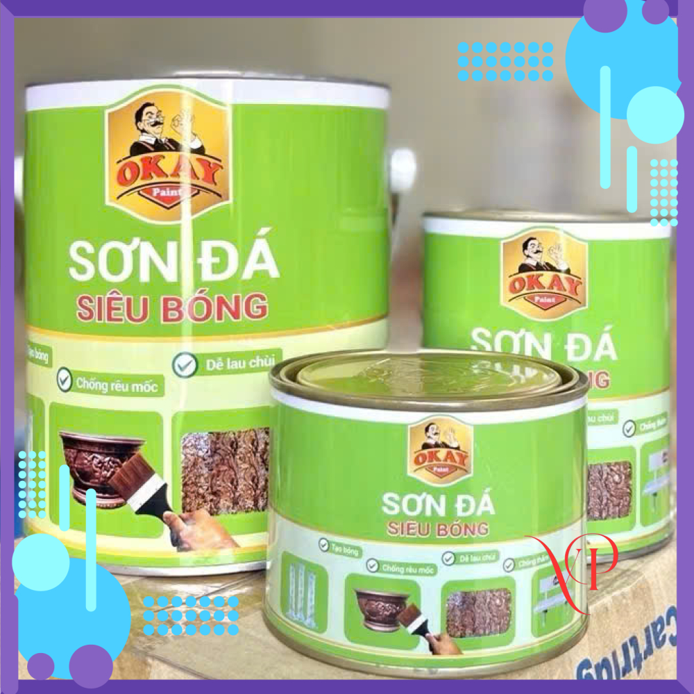 {Lon 800gram} SƠN ĐÁ SIÊU BÓNG OKAY - Nhiều màu sắc, độ phủ cao dùng cho ghế đá, bếp, gạch