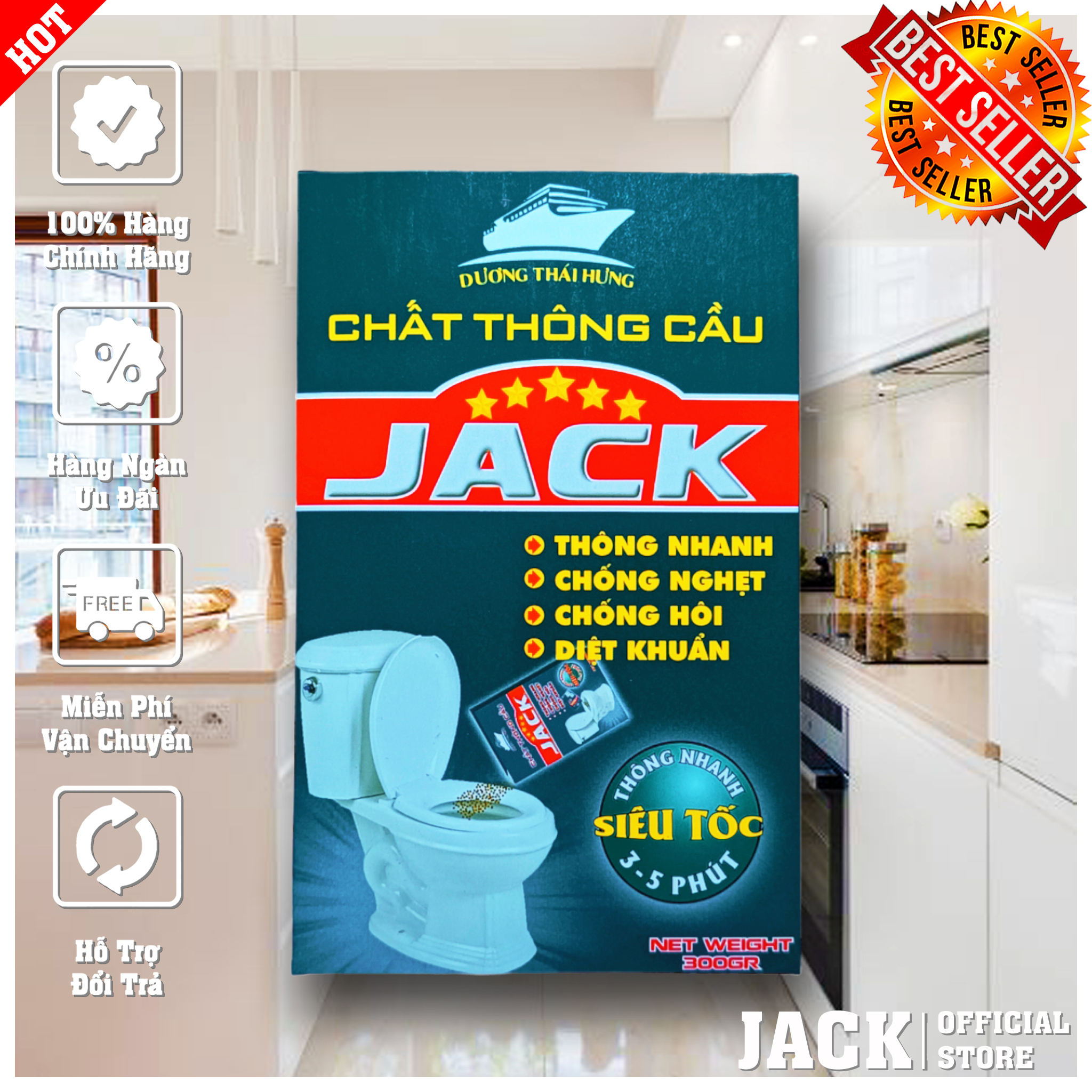 Bột thông cầu, thông cống cực mạnh jack 300gr