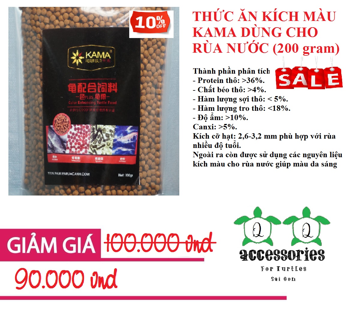 [GIẢM GIÁ] Thức ăn cho rùa, thức ăn kích màu KAMA DÙNG CHO RÙA NƯỚC HẠT TO (200gram)  | Phụ Kiện Rùa Cảnh Sài Gòn