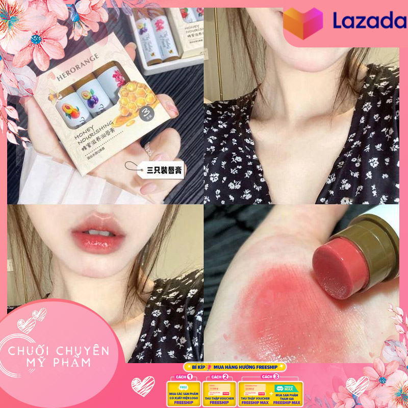 Set 3 Cây Son Dưỡng Môi Chiết Xuất Trái Cây 3d Độc Đáo HERORANGE | [HOT 2021]Set 3 Cây Son Dưỡng Môi HERORANGE Chiết Xuất Trái Cây 3D Độc Đáo | Set 3 Cây Son Thỏi Dưỡng Môi Herorange Lên Màu Căng Mọng Chiết Xuất Trái Cây 3D Độc Đáo