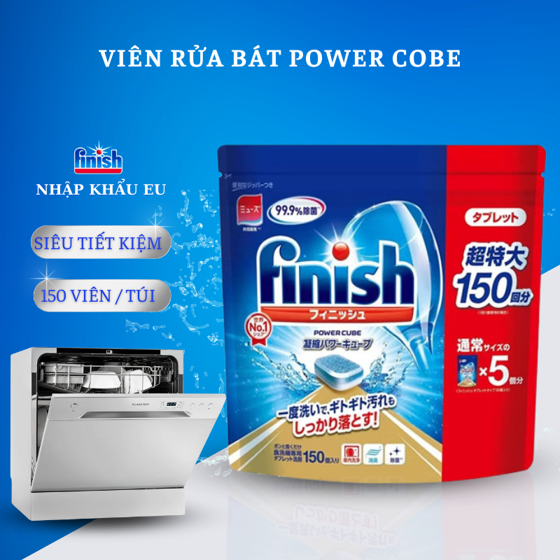 Viên rửa bát Finish Power Cube Nhật Bản dành cho máy rửa bát