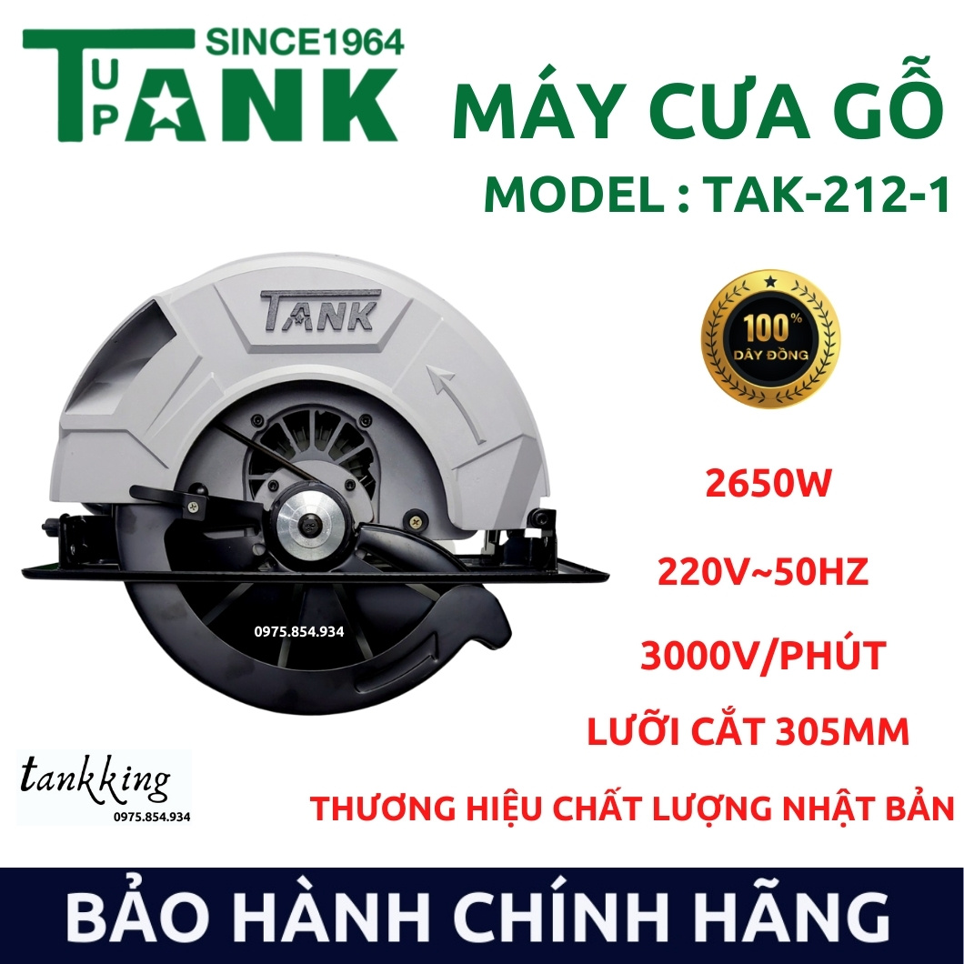Máy cưa đĩa cắt gỗ tank-212, máy cưa đĩa cầm tay 305mm, máy cắt gỗ công suất 2600w, tốc độ 3000v/phút - tankking
