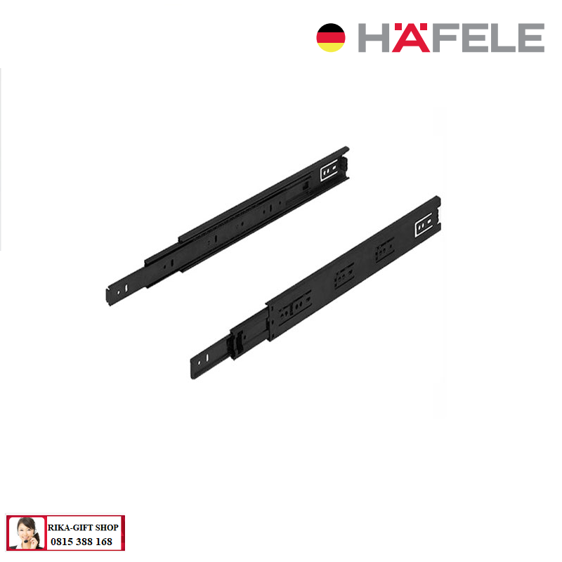 Ray bi hafele 3 tầng, không giảm chấn, màu đen