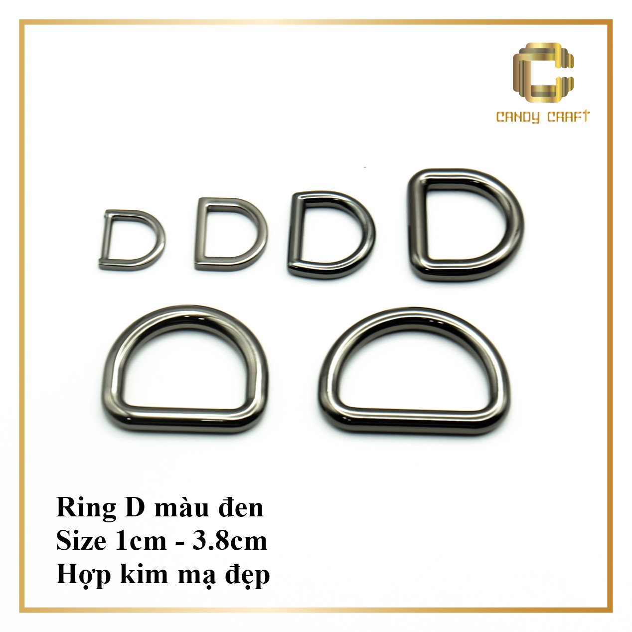 Khoen D (ring D)màu đen - phụ kiện làm túi xách