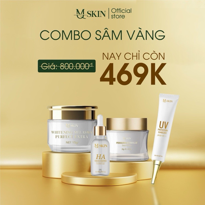  Combo dưỡng da Sâm Vàng CHÍNH HÃNG - Bộ 4 món MQ Skin Kem Face Serum Cao Kem Chống Nắng 