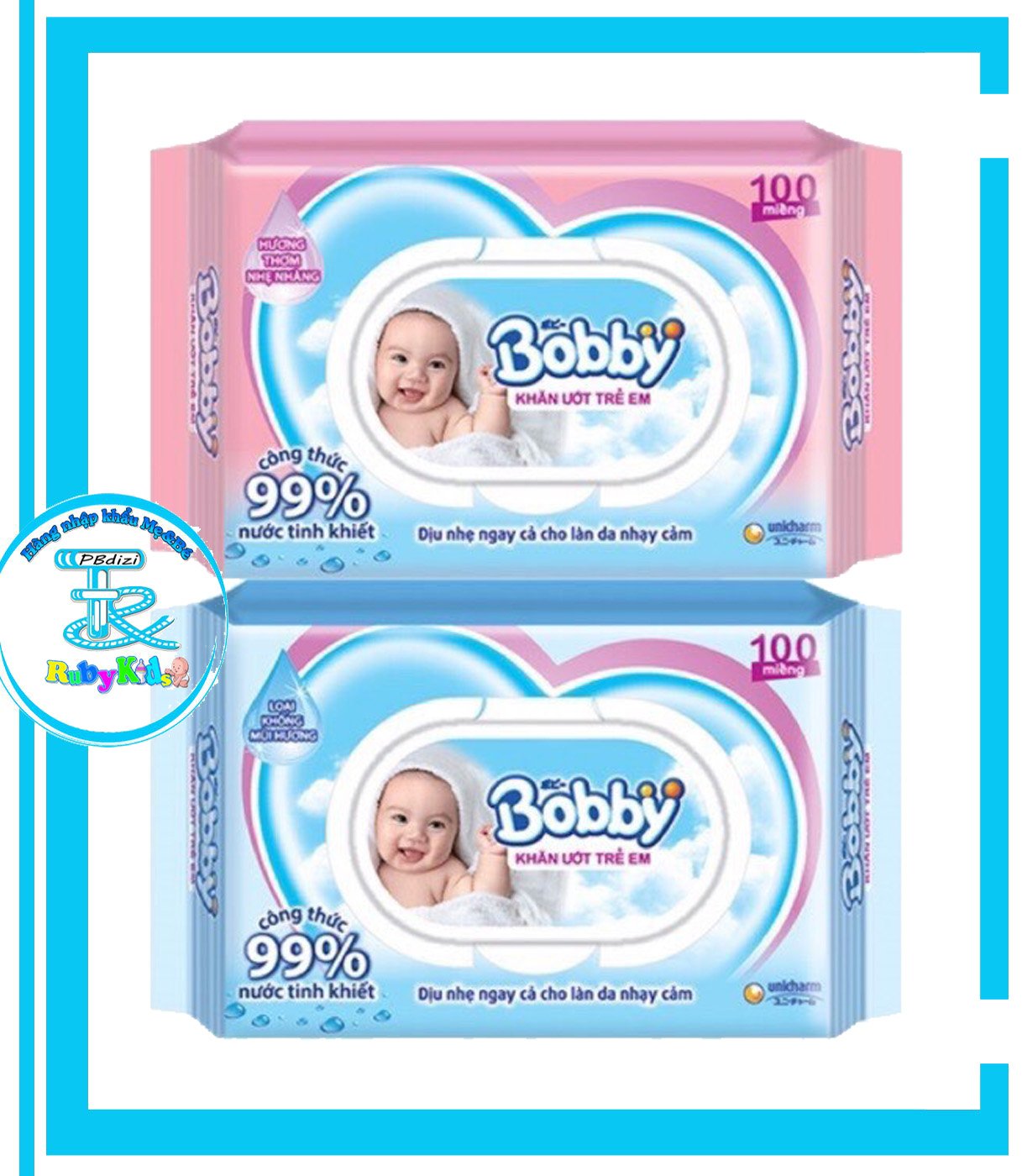 Khăn ướt bobby care nano kháng khuẩn 100 miếng/gói