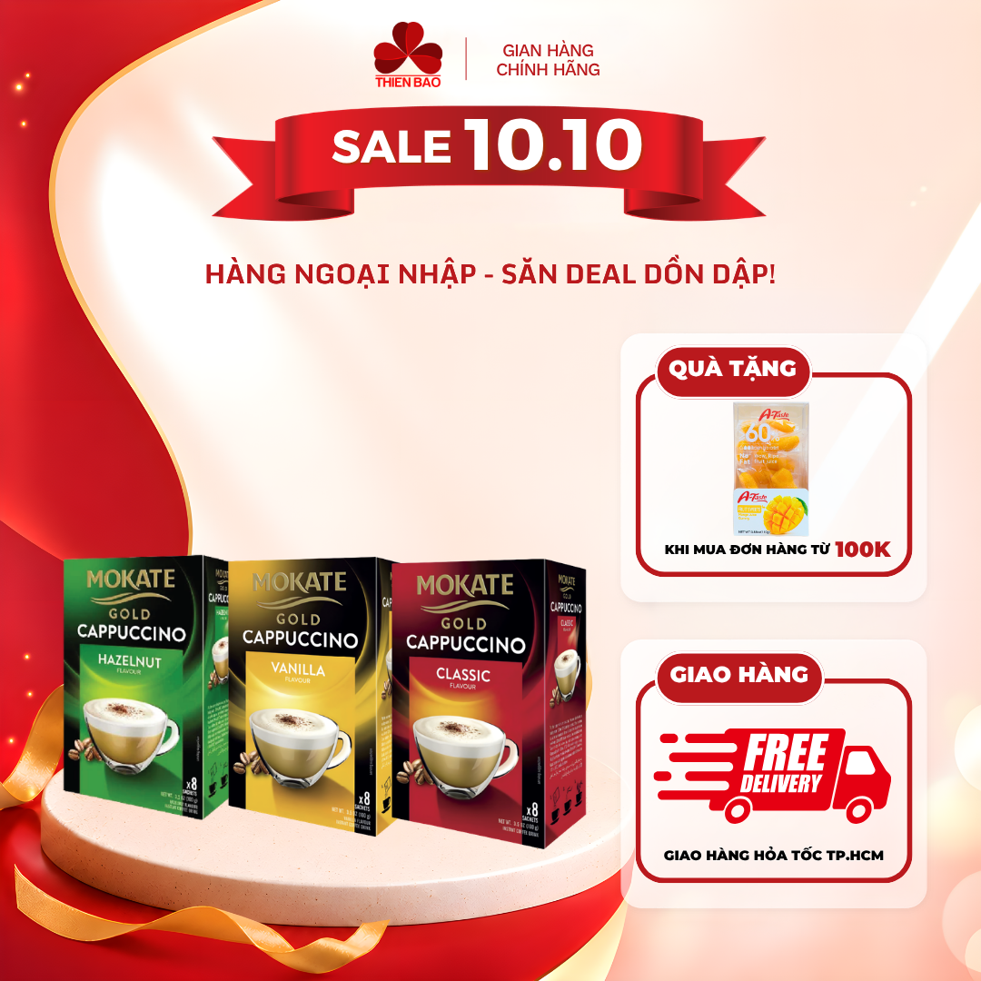 Cà phê Mokate Gold Cappuccino 100g - Chocolate/Vanilla/Classic/Unsweetened