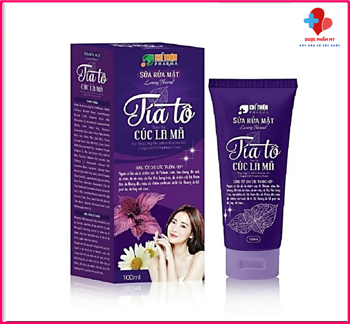 Sữa Rửa Mặt Tía Tô Kết Hợp Nano Bạc, Cúc La Mã Hỗ Trợ Giảm Thâm Nám, Tàn Nhang, Làm Sáng Da ,Dưỡng Ẩm Và Làm Sạch Sâu Cho Da, 100ml- Dược Phẩm MT