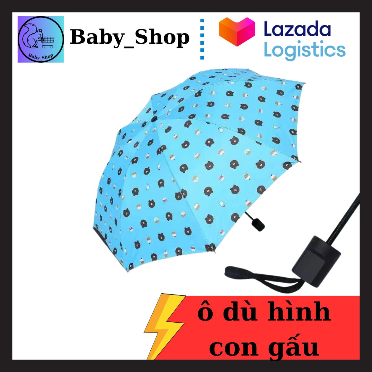 Dù đi mưa gấp gọn, cây dù che mưa che nắng. ô gấp gọn hình gấu ô dù che mưa