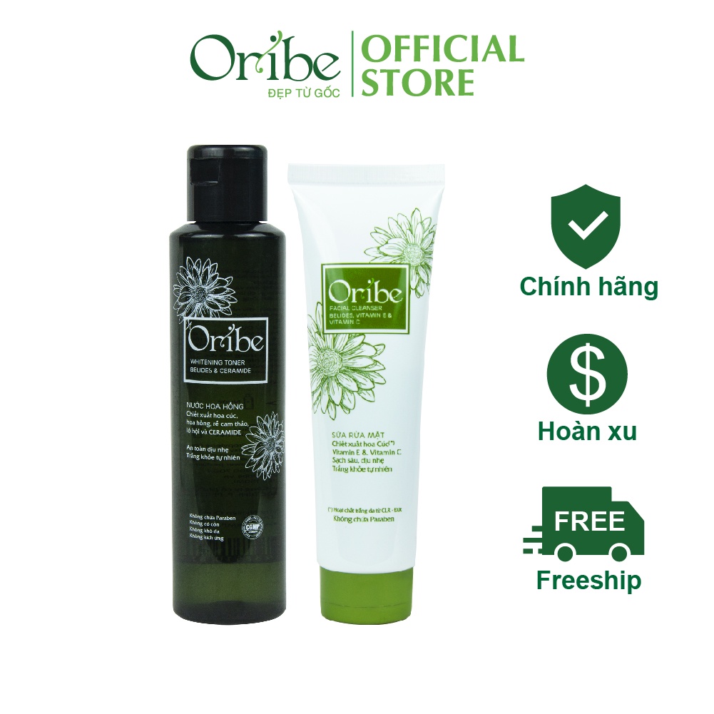 Combo nước hoa hồng 150ml và sữa rửa mặt dưỡng ẩm sạch sâu oribe 50gr