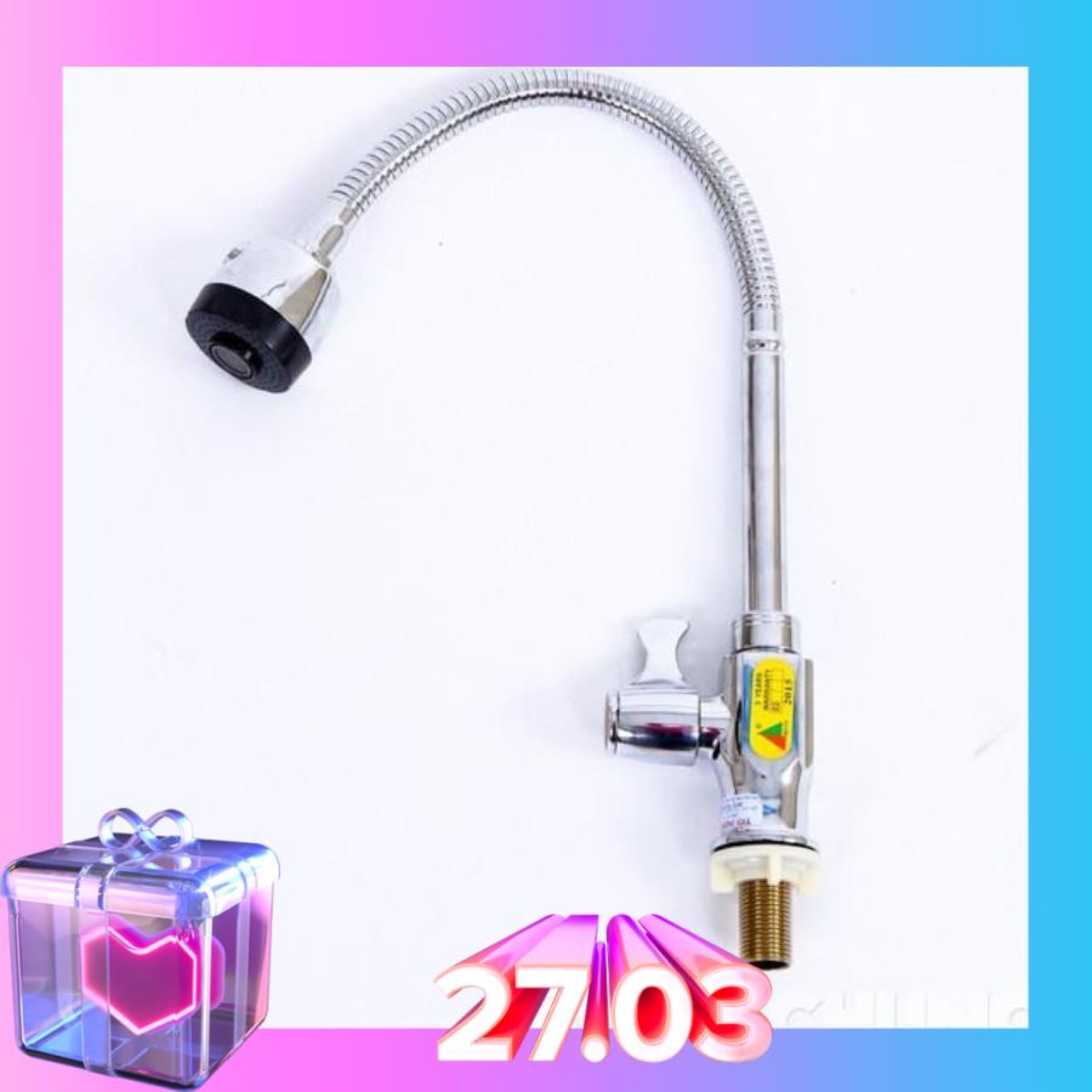 Vòi Rửa chén Bát Đơn Lạnh Giá rẻ - vòi rửa bát Xoay 360 độ - vòi rửa bát cần mềm gắn chậu -TẶNG DÂY CÂP