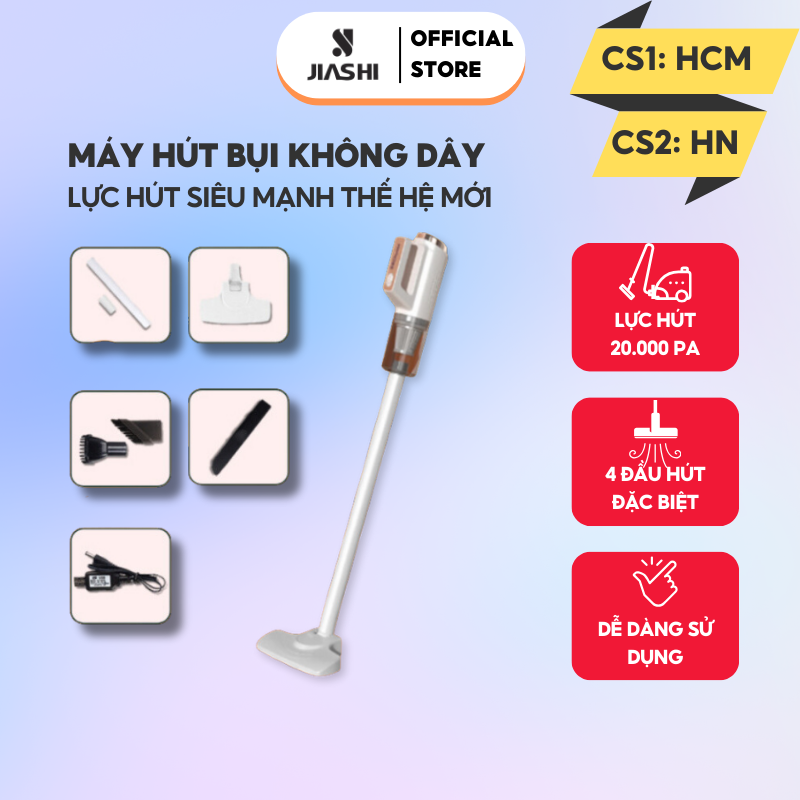 Máy hút bụi cầm tay đa năng JIASHI 13000PA, hút bụi giường, ô tô, vệ sinh lông thú, không dây hút liên tục MHB05