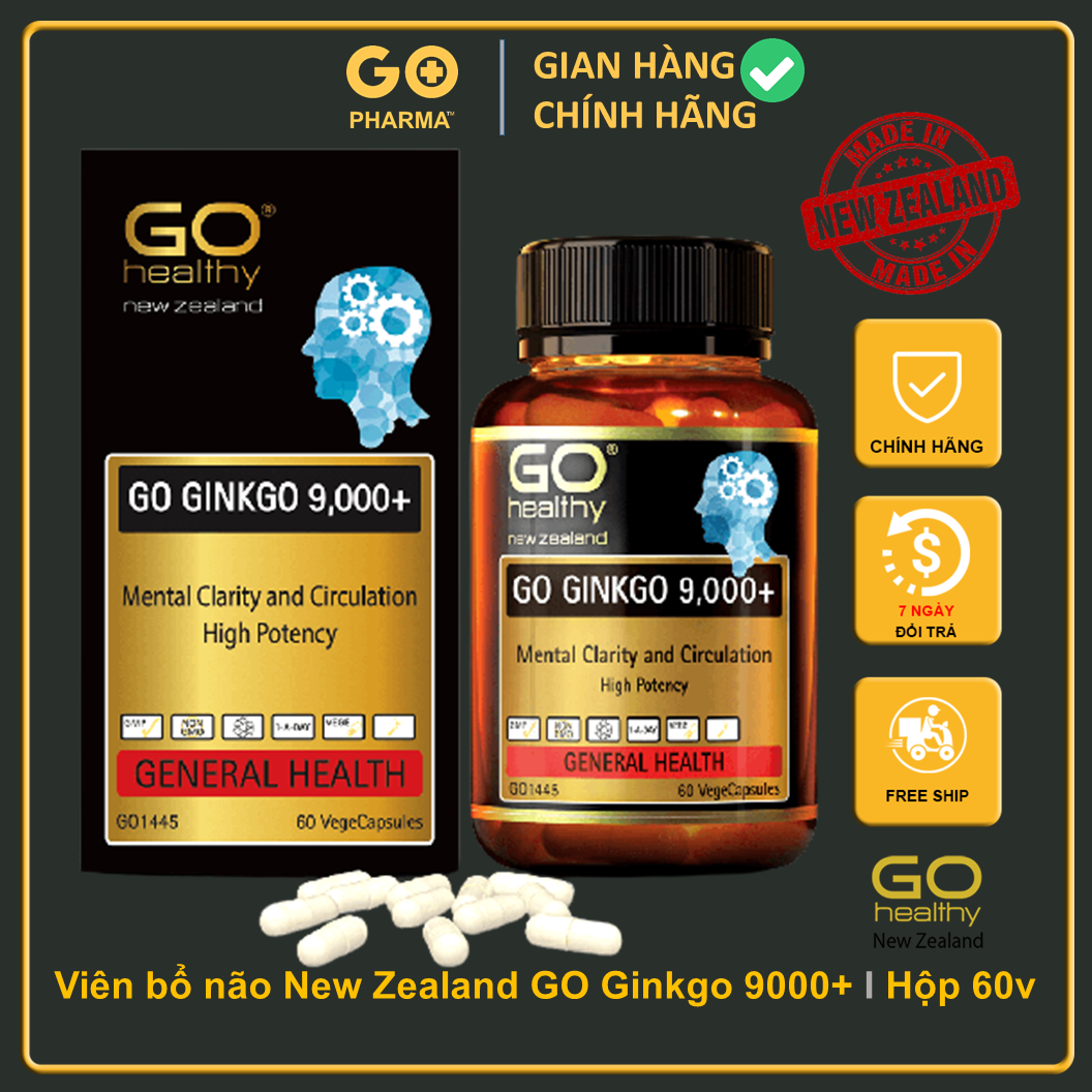 Bổ não New Zealand GO Ginkgo 9000+ hộp 60 viên