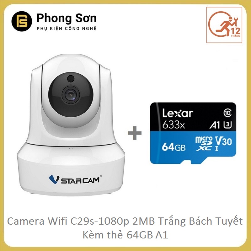 Camera wifi ip c29s fhd 1080p vstarcam tặng thẻ 64gb