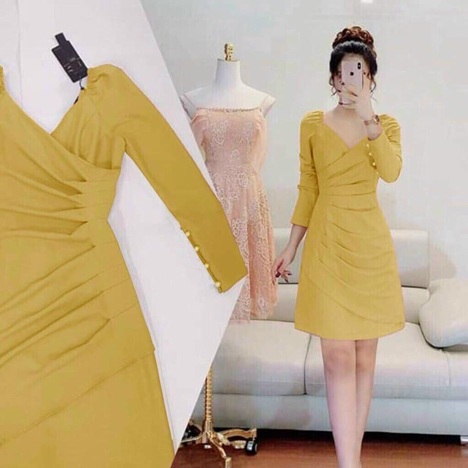 [Mẫu Mới]ĐẦM TAY PHỒNG DÀI TAY XẾP LY MÀU HỒNG CHẤT LIỆU UMI CO DÃN SỢI TƠ THIÊN NHIÊN HARI