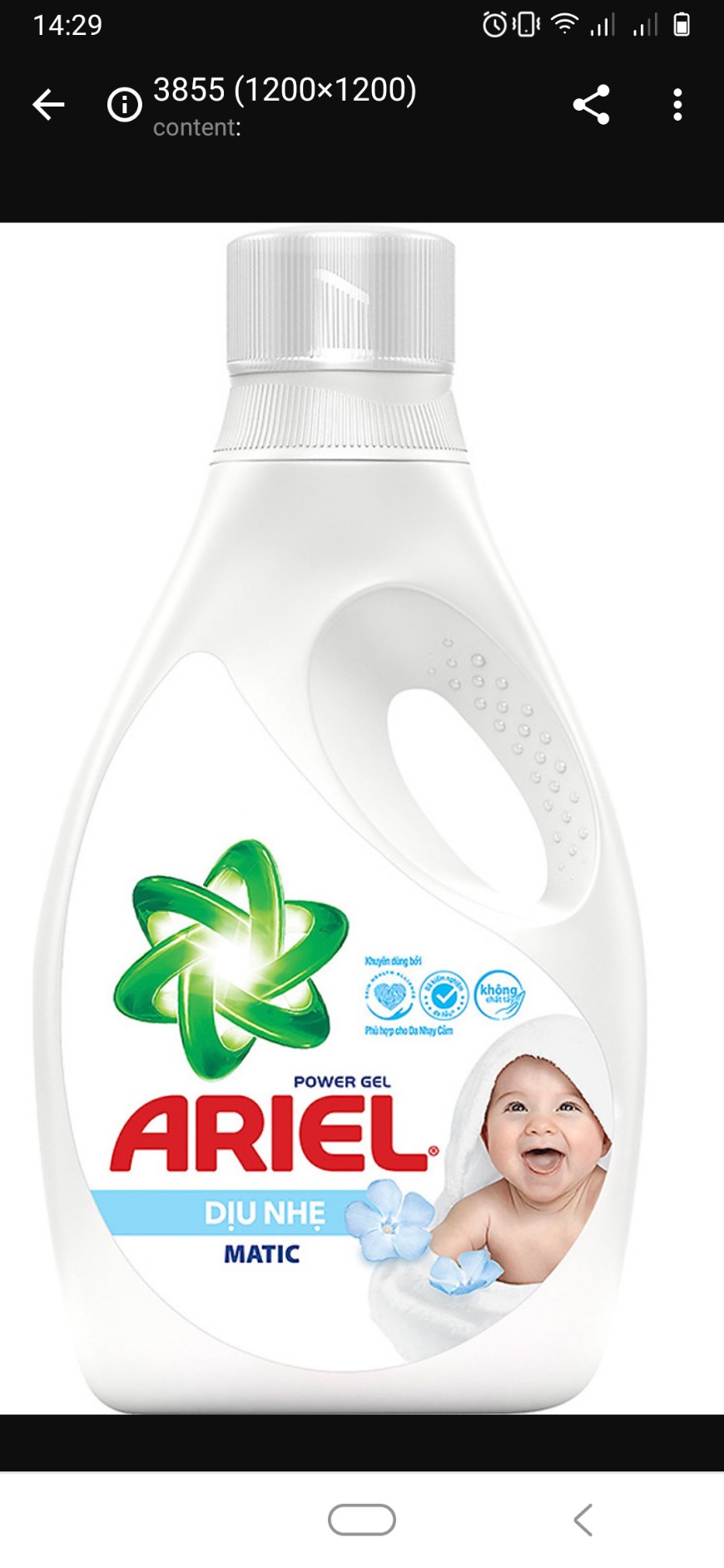 Nước giặt Ariel Matic Dịu Nhẹ chai 2.4Kg