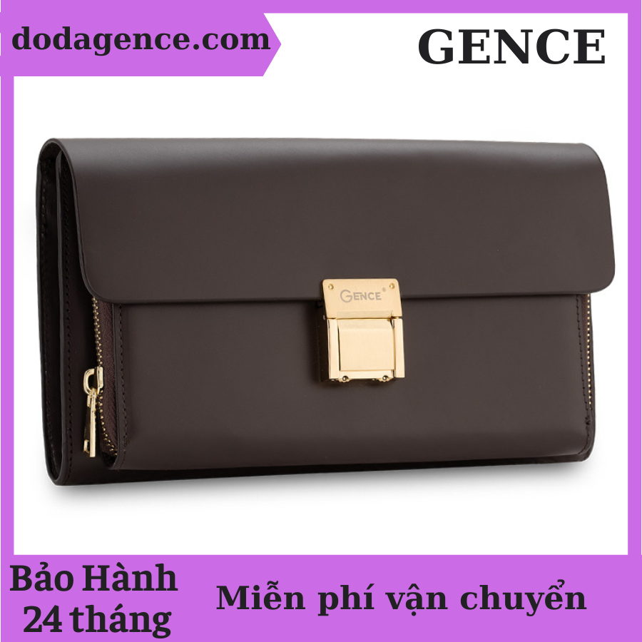Clutch, ví cầm tay thời trang nam da bò box khoá số cao cấp ck16 nâu