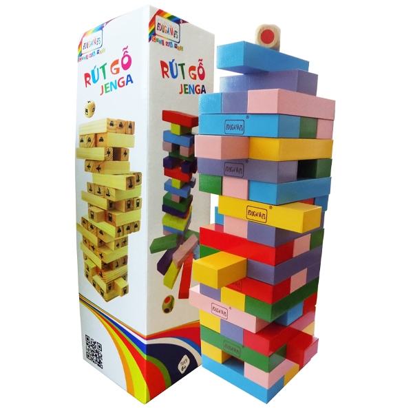 Bộ Rút Gỗ Màu Jenga 18cm nhiều màu