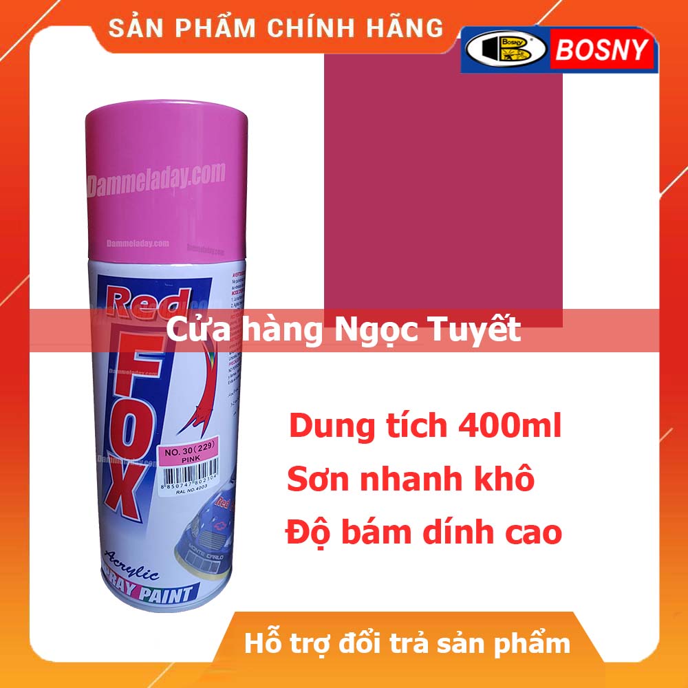 Sơn xịt màu hồng Redfox, Sơn ô tô, xe máy dung tích 400ml - Nhập khẩu Thái Lan