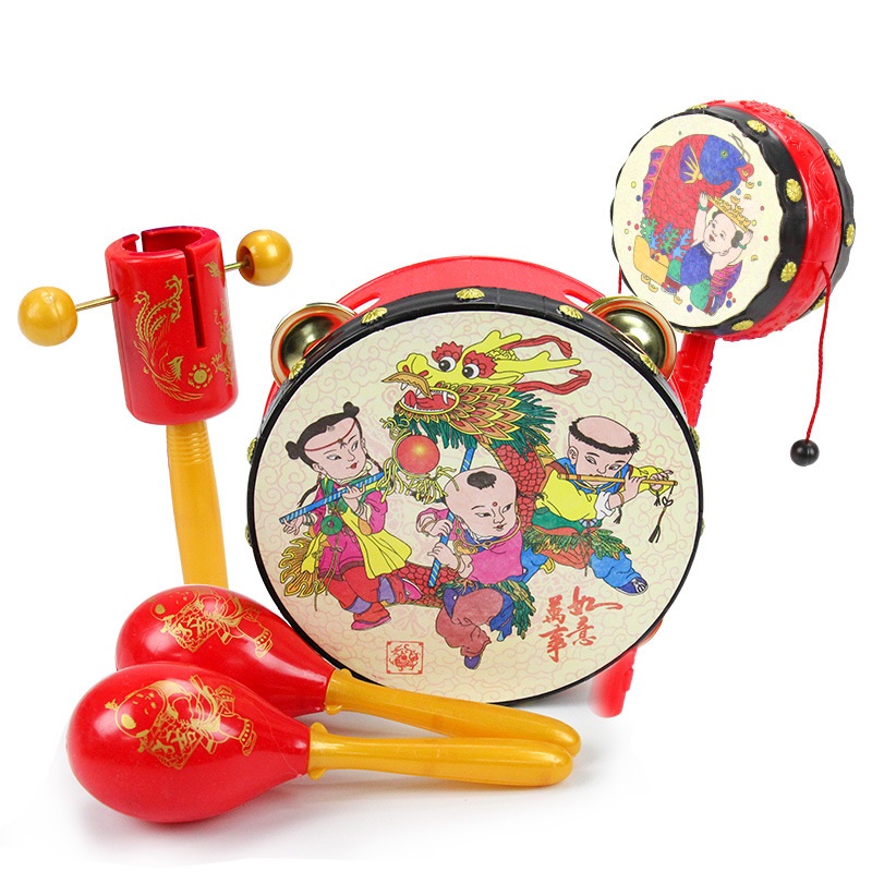 Bộ đồ chơi trống cầm tay cho trẻ 5 món -an toàn khi chơi-được bán bởi bé ơi shop