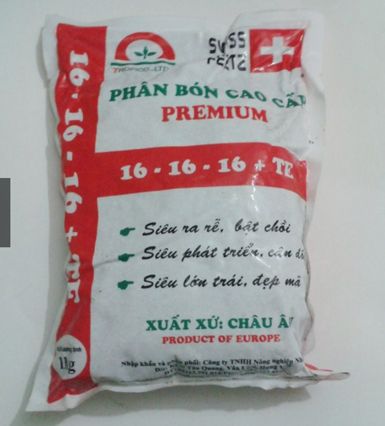 Phân bón cao cấp Premium NPK 16 -16 -16 nhập khẩu gói 1kg