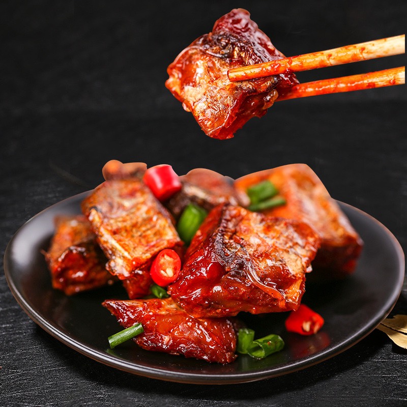 Mình cá kho ớt Tứ Xuyên xương mềm rục siêu cay Hộp 320g, 20 gói nhỏ