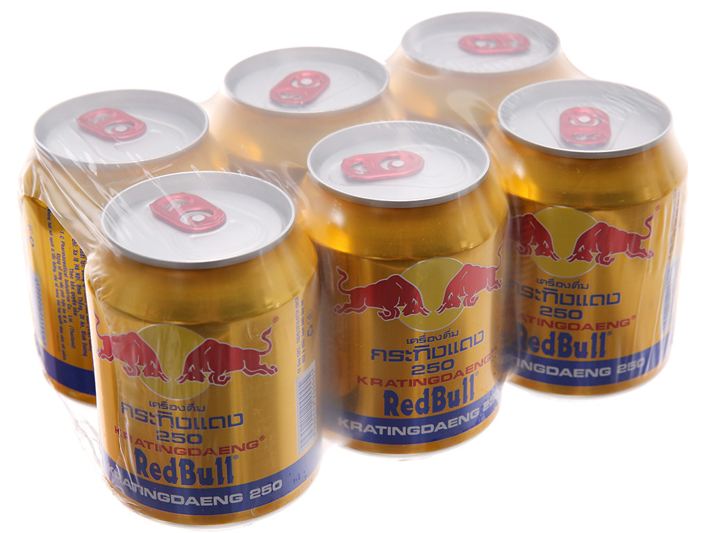 Lóc 06 lon x 250ml nước tăng lực bò húc red bull thái lan - nước tăng red bull thái lan real