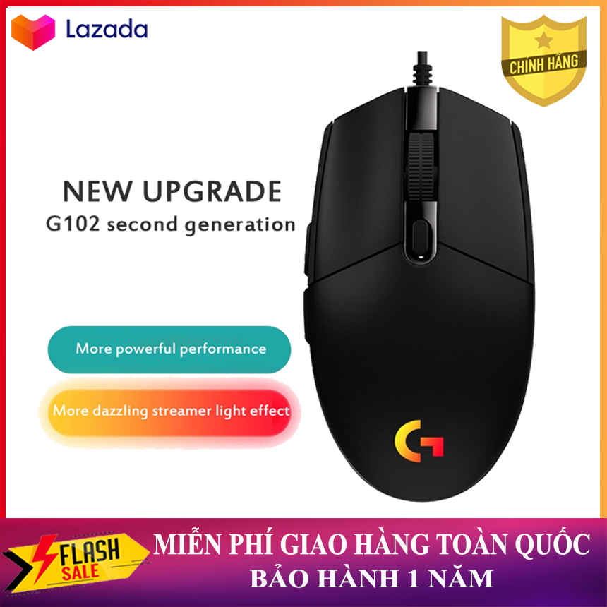 [HCM]( Hàng Chính Hãng ) Chuột Logitech Gaming G102 Bản Nâng Cấp - 8000DPI Bảo Hành 12 Tháng - Phân Phối Chính Thức chuột máy tính chơi game ghi đè DOTA PUBG ( SALE 68% )