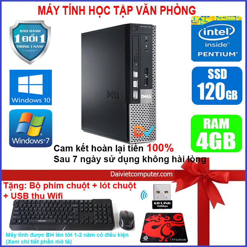 Case máy tính DELL G620 / Ram 4GB / HDD 250GB / SSD 120-240GB [TẶNG: Bộ phím chuột + USB thu wifi + bàn di chuột] DEG6 - LDV2