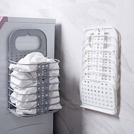 Giỏ nhựa gấp gọn, giỏ nhựa đựng đồ đa năng gấp gọn, giỏ nhựa treo quần áo