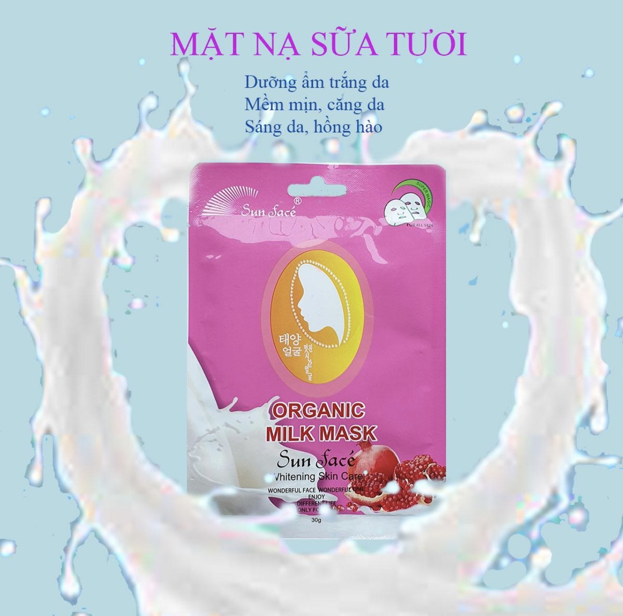Mặt nạ dưỡng da sữa tươi sunface - hộp 10 miếng