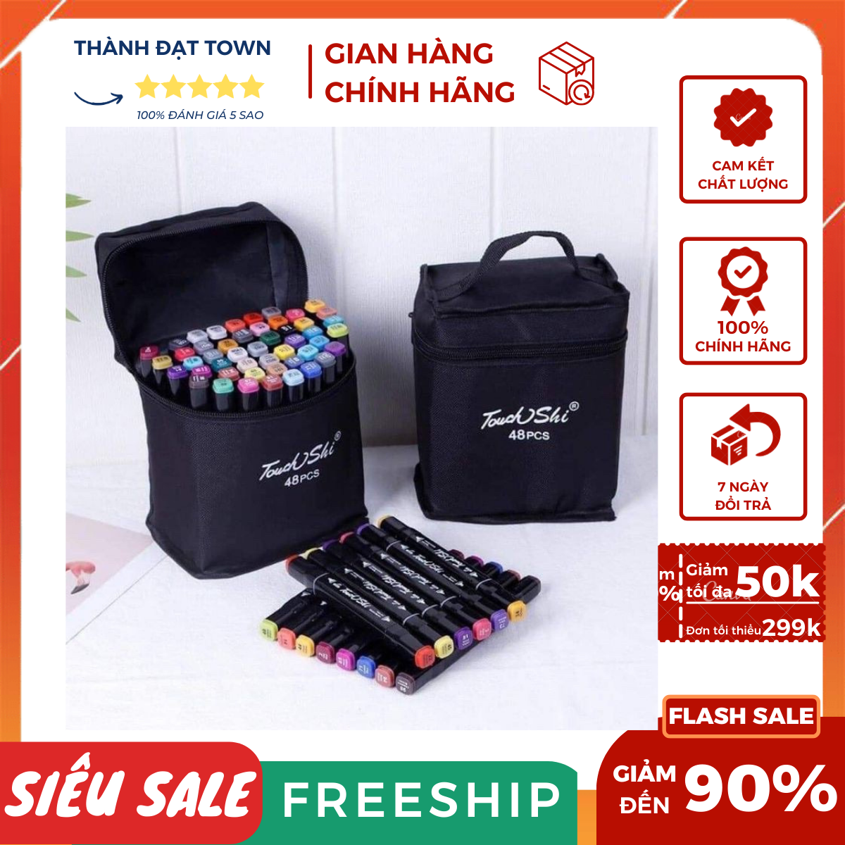 Bộ màu dạ 48 cây tặng kèm túi vải êm mượt